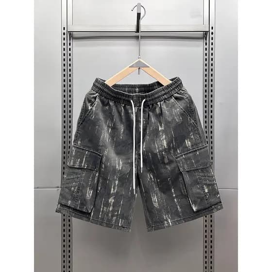 Americano casual rua rufião bonito pesado Retro camuflagem macacão Shorts masculino street Wear solto casual All-Match F