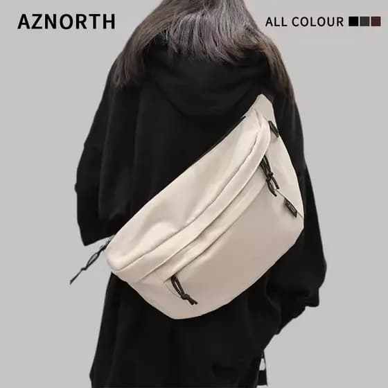 Huaxi bolsa de peito feminina 2025 novo estilo bolsa mensageiro grande capacidade bolsa de cintura branca esportiva Casu