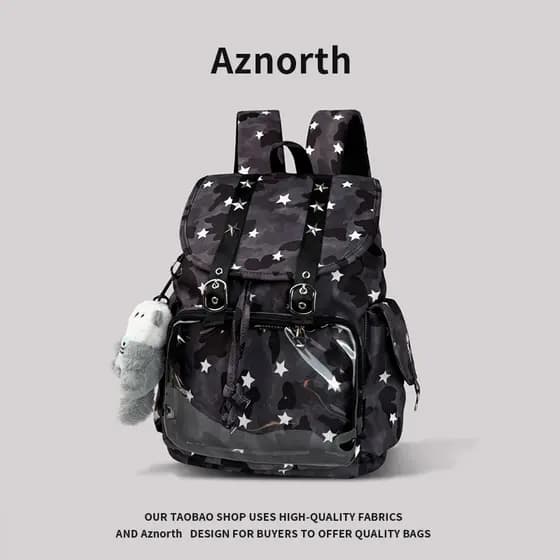 AZN novo produto mochila feminina estudante universitário 2025 novo estilo lazer ao ar livre mochila de alto valor cordã