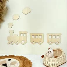 Trem de madeira decoração da parede do quarto das crianças pingente criativo dos desenhos animados pendurado na parede o