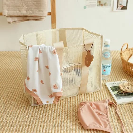 Coreano ins urso mamãe saco de viagem portátil ao ar livre mãe bebê saco praia dos desenhos animados portátil de um ombr