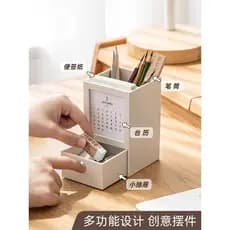 Mesa de estudante caixa de armazenamento de papelaria multifuncional caneta titular simples bens de mesa calendário escr