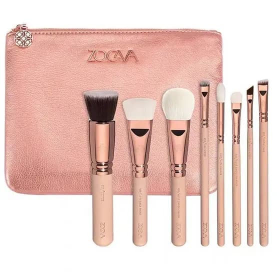 Conjunto de pincéis de maquiagem zeeva alemão, 8 peças, conjunto portátil, pincel de base, destaque, sombra, conjunto de