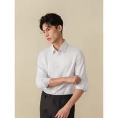 Giyomon Camisa masculina de manga comprida, cor sólida, macacão Slim Fit, camisa branca sem ferro, roupa Formal, camisa