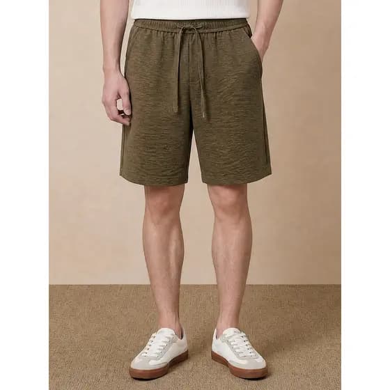 [Textura de nuvem] Jiyomon Shorts masculino verão marrom reto solto perfil legal calças casuais calças cortadas