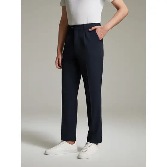 [Cool Feeling Seersucker] Jiyomon Calça casual masculina verão cor champanhe negócios casual leve calças retas