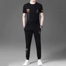 Verão Casual esportes terno masculino 2026 novo estilo de seda gelo fino de manga curta camiseta calças esportivas conju
