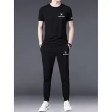 Terno esportivo masculino 2026 verão novo estilo Street Wear camiseta de seda gelo combinando juventude versão coreana n