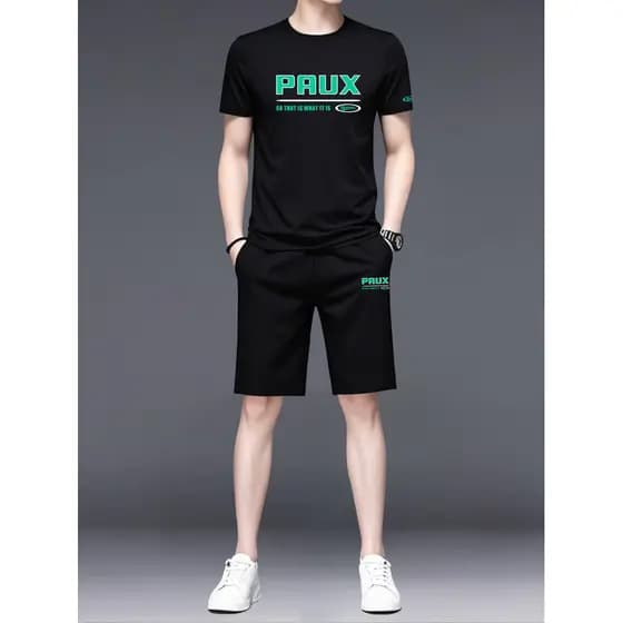 Terno Casual masculino 2026 verão novo estilo de seda gelo fino de manga curta esportes masculinos verão na moda bonito