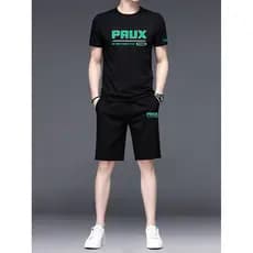 Terno Casual masculino 2026 verão novo estilo de seda gelo fino de manga curta esportes masculinos verão na moda bonito