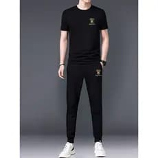 2026 novo estilo terno de seda gelo masculino manga curta camiseta verão tamanho grande solto Casual moda esportes terno