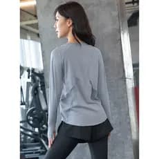 Top esportivo profissional feminino roupas de secagem rápida primavera outono moda solta manga comprida correndo roupas