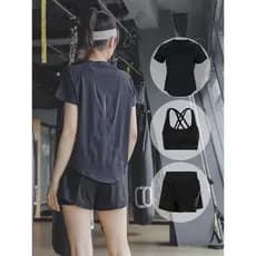 Lazer esportes terno feminino 2025 novo estilo ao ar livre manhã correndo terno de treinamento solto de secagem rápida Y