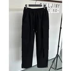 FILLJINY Estilo Geral Preto Multi-bolso Reto Calças Casuais Homens All-match Calças Esportivas 2026 Novo Estilo Primaver