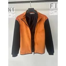 FILLY Retro Costura Estilo Gola Zíper Moletom Masculino Laranja Preto Cor Combinando All-Match Jaqueta Cardigan Primaver