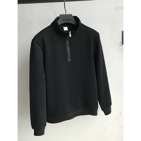 Forro de lã engrossado outono inverno estilo pesado pulôver masculino meio zíper moletom esportivo masculino na moda mei
