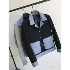 Jaqueta pequena primavera outono costura superior ferramentas exterior Wear Casual na moda All-Match lapela jaqueta de v