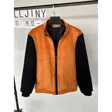 Primavera outono roupas novo estilo gola alta zíper costura moletom masculino laranja preto cor combinando All-Match
