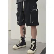 Americano cor sólida estilo funcional macacão Shorts masculino Street Wear Puffian bonito solto em linha reta calças méd
