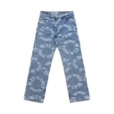 Nacional na moda Jacquard High street Jeans masculino street Wear ins em linha reta solto terno primavera outono impress