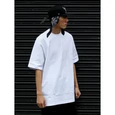 Dança de rua Hip-Hop puro algodão 240g pesado camiseta de manga curta masculina estilo europeu americano hiphop meia man