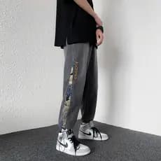 Calças de brim masculinas primavera outono estilo solto cordão cordão calças ins Street Wear verão estilo fino tornozelo