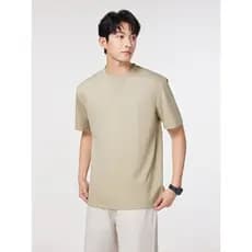 Camiseta masculina de manga curta sensação de frio amônia líquida mercerizada algodão americano Top All-Match em torno d