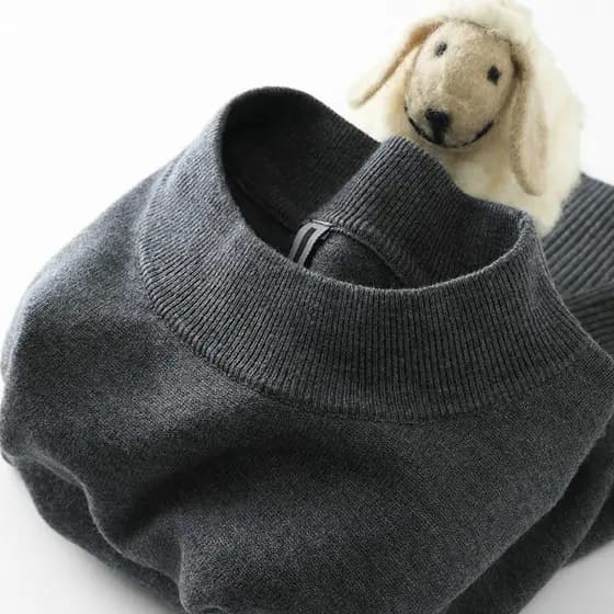 Série cinza, faz você maior temperamento frio suéter malhas meia gola alta masculina cor sólida Slim @-