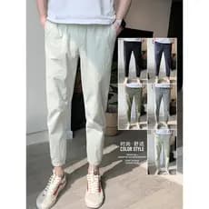 9 calças de tornozelo masculinas verão estilo fino calças de 8 comprimentos calças casuais masculinas ajuste fino calças