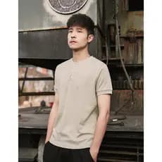 Estilo americano pesado 50 contagem puro algodão alta contagem de manga curta camiseta masculina Casual camisa de fundo