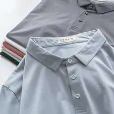 Modal algodão gelo seda polo camisa fina masculina de manga curta camiseta verão simples lapela camisa na moda negócios