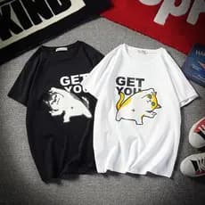 Estilo japonês casal usar camiseta masculina de manga curta verão wear na moda meia manga em torno do pescoço magro-