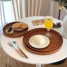 Bandeja de chá para lanche doméstico, bandeja de jantar para café, bandeja redonda para lanche, estilo ins, bolo retrô,