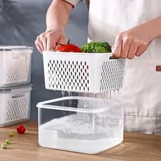 Estilo japonês dupla camada geladeira caixa de manutenção fresca cozinha Freezer selado caixa de manutenção fresca plást