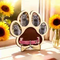 Álbum de fotos comemorativo de madeira para animais de estimação, ornamentos para moldura de foto de cachorro e gato, ma