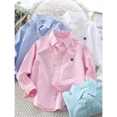 Meninos camisa de algodão puro primavera outono manga comprida 2025 novo estilo primavera roupas estilo Preppy bonito mé
