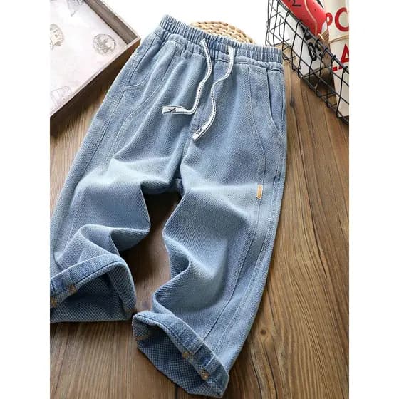 Meninos Jeans retos primavera outono roupas 2025 novo estilo calças infantis moda médio grande crianças plâncton bonito