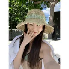 Chapéu de palha com renda e renda, chapéu de palha feminino para férias de verão, chapéu de praia japonês doce, chapéu d