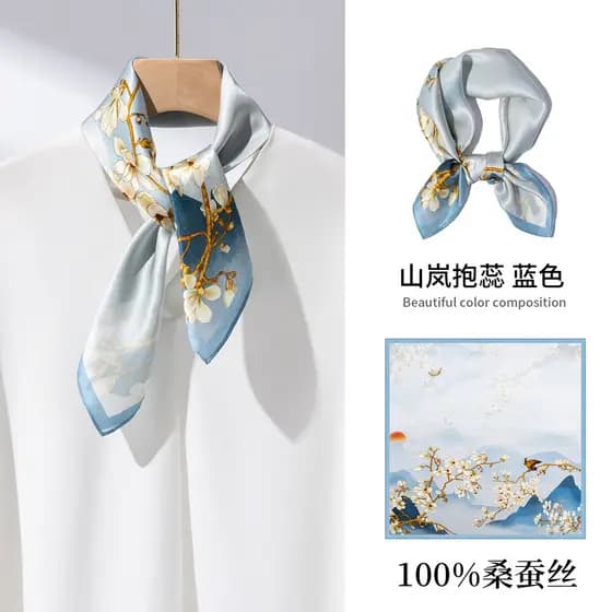 Shanghai Story Lenço de seda feminino pescoço 100% seda amoreira pequeno lenço quadrado presente para idosos presentes p