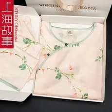 Shanghai Story pijamas femininos estilo verão fita de gelo almofada no peito estilo ins conjunto de duas peças mãe pijam