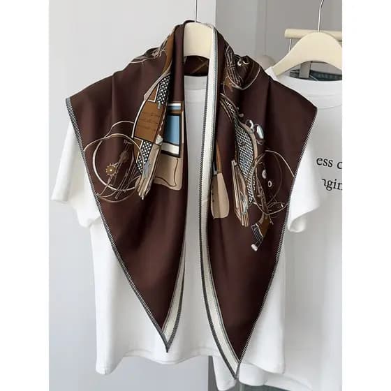 Exportado para a Coreia do Sul Estilo de Dinheiro Antigo Lenços de Seda da Moda Lenços Triângulo Impressos Cortina de Bu