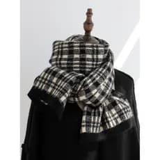 Japonês Retro xadrez malha cachecol de lã coreano outono inverno All-Match roxo preto babador Unisex casal