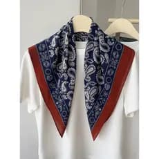 Fino azul marinho vermelho caju flor lenço quadrado de seda 100% seda amoreira Hangzhou lenço de seda cinto senhoras