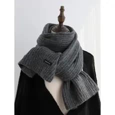 Estilo básico cor sólida Pit Strip malha lã cachecol rotulagem coreano inverno novo estilo All-Match cachecol Fema