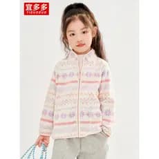 {Roxo Phil Island} Jaqueta de lã com gola alta 2025 outono novo estilo pequeno médio grande meninas jaqueta de lã quente