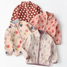 Meninas jaqueta de lã 2025 outono meninas médio grande casaco infantil novo estilo moda velo quente moletom com zíper ca