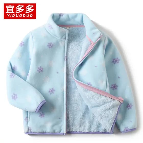 Yiduoduoduo outono inverno novo estilo jaqueta meninas jaqueta de lã médio grande crianças velo extra grosso topo dupla