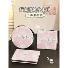 Espelho de maquiagem dupla face Mini portátil High-End feminino bonito dobrável portátil transportar maquiagem portátil