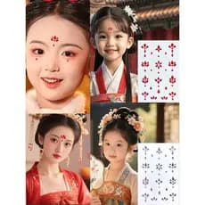Dia Hanfu sobrancelha adesivos crianças palco maquiagem strass adesivos antigo testa flor adesivos desempenho do jardim