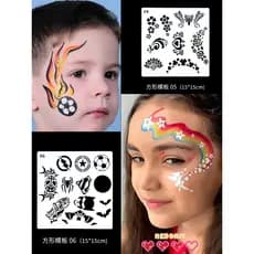 Crianças pintura Facial modelo oco fotos rápidas futebol sereia unicórnio tenda ferramenta pintura palco maquiagem